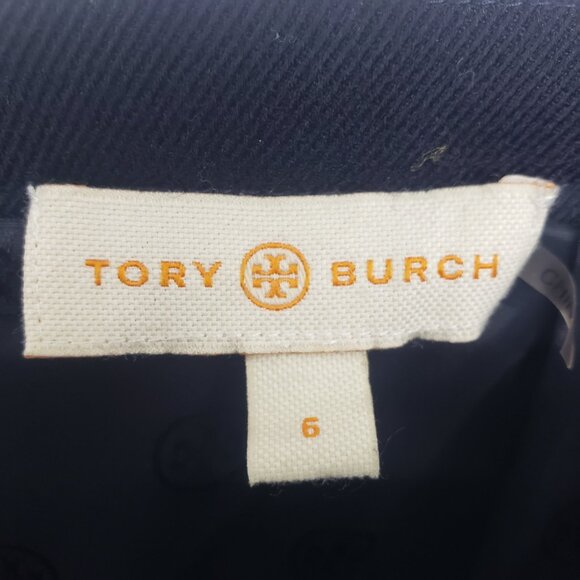 Tory Burch Plaid Tweed Pencil Skirt 6 Drew Glazed Shimmer Navy Blue - Picture 3 of 6